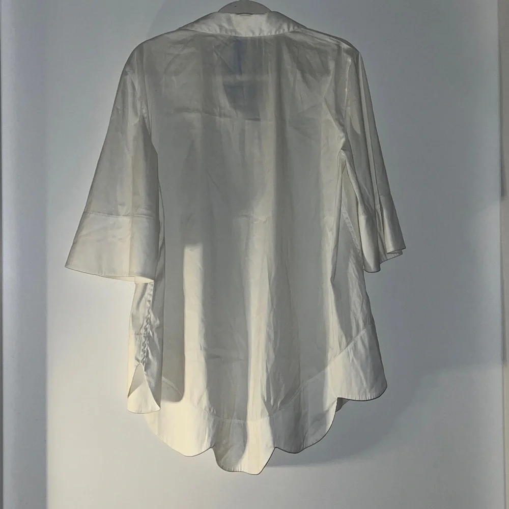 Kit and Ace Cream Blouse with Scalloped Hem